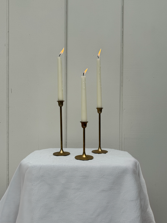 Set of 3 Vintage Brass Candle Holders